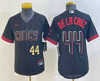 Youth Cincinnati Reds #44 Elly De La Cruz Number Black 2023 City Connect Cool Base Stitched Jerseys,We sell and wholesale Youth Cincinnati Reds #44 Elly De La Cruz Number Black 2023 City Connect Cool Base Stitched Jerseys on line form chian!